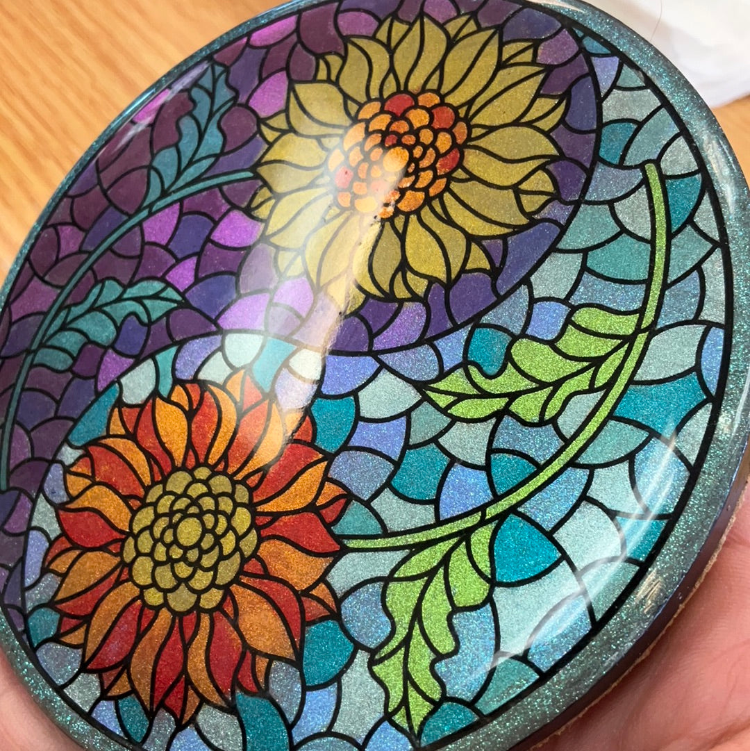 Sample Sale Yin Yang Sunflowers Resin Coaster
