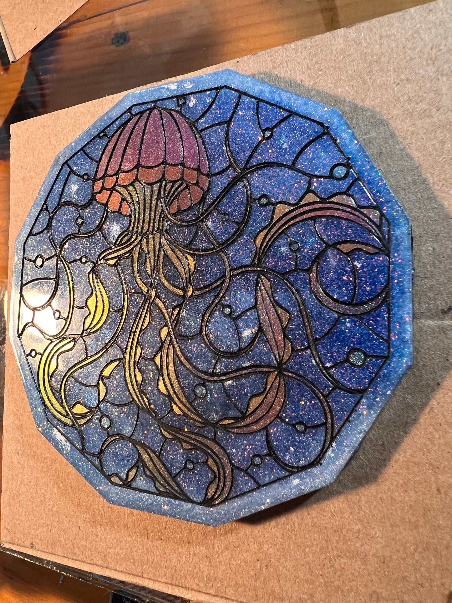 Polygon Stained Glass Jellyfish Coaster Silicone Mold