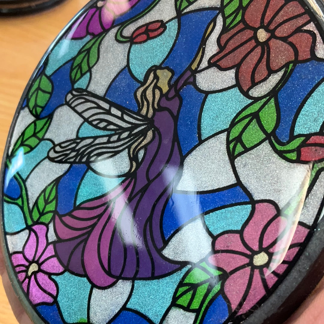 Sample Sale Stained Glass Fairy Resin Coaster