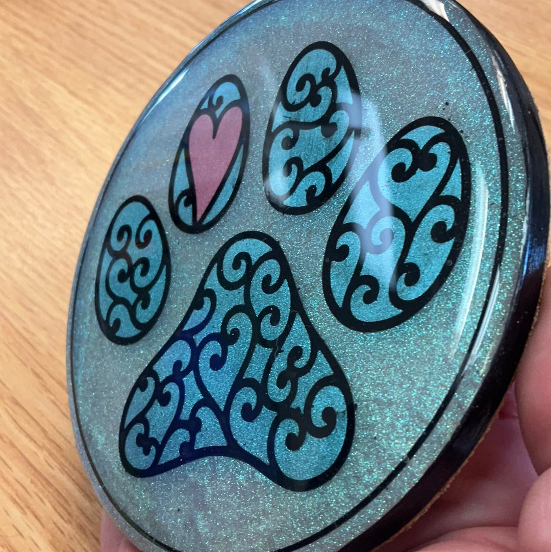 Sample Sale Large Heart Paw Resin Coaster