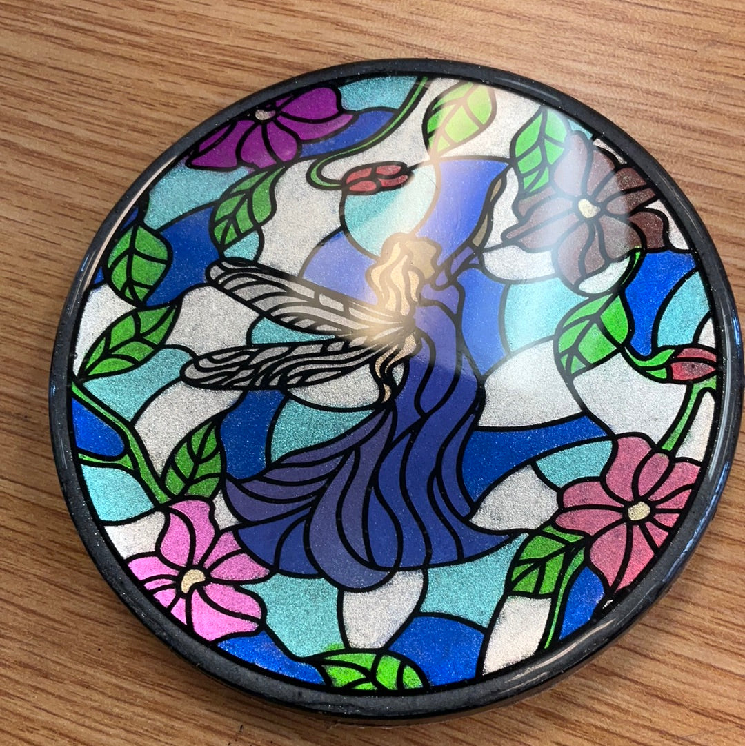 Sample Sale Stained Glass Fairy Resin Coaster