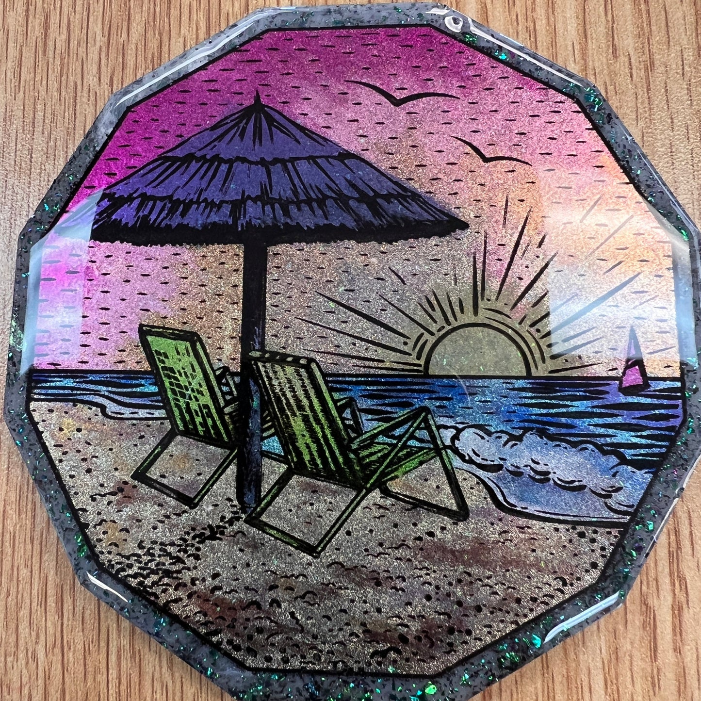 Polygon Beach Scene Coaster Silicone Mold