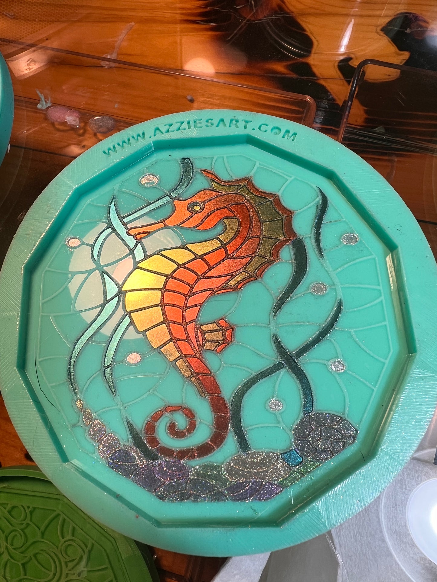 Polygon Stained Glass Seahorse Coaster Silicone Mold