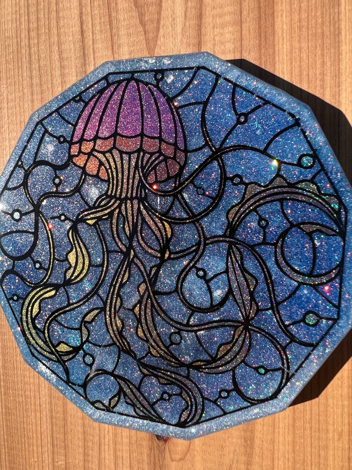 Polygon Stained Glass Jellyfish Coaster Silicone Mold