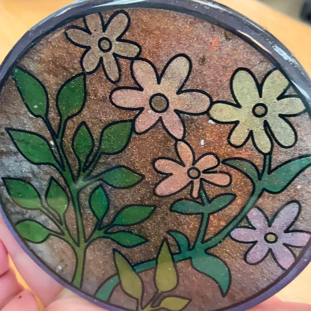 Sample Sale Butterfly With Roses Resin Coaster