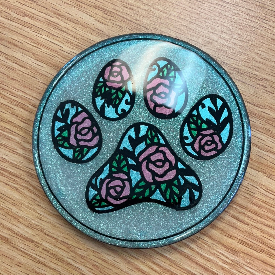 Sample Sale Large Roses Paw Resin Coaster