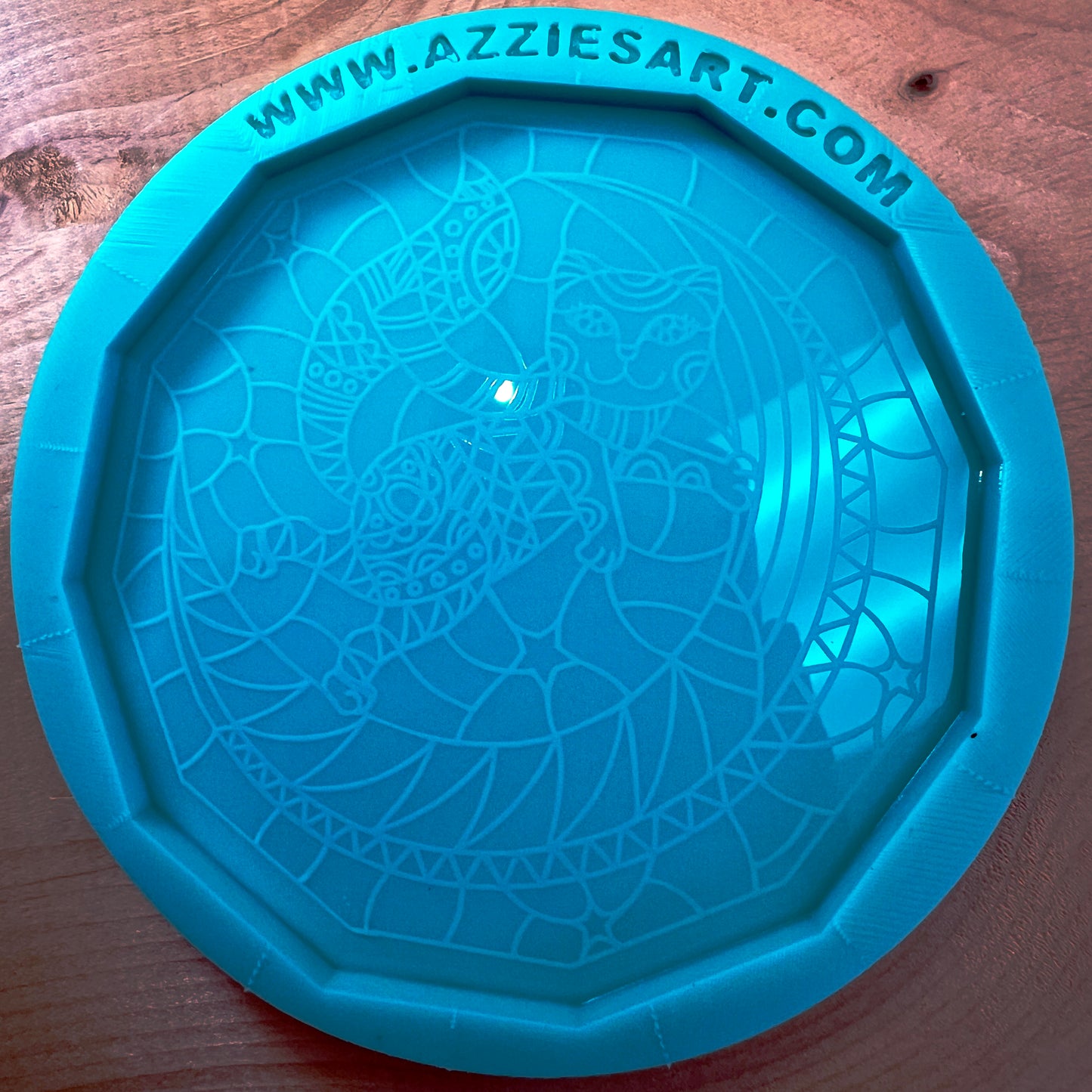 Polygon Kitty Standing on Moon Coaster Silicone Mold