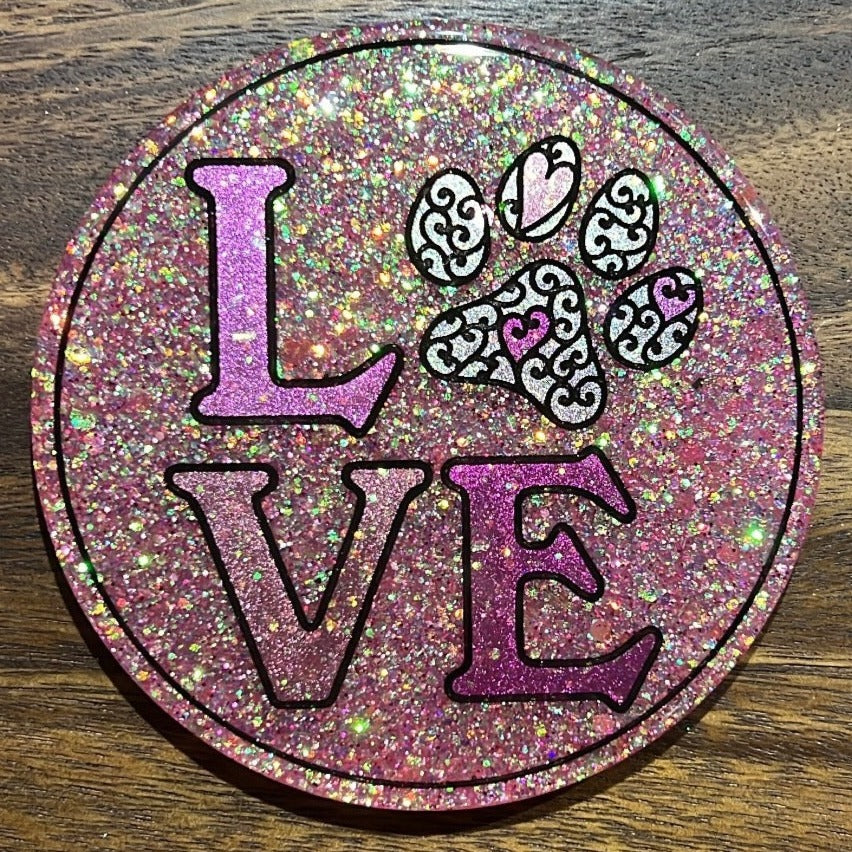 Discontinued - Love Heart Paw Print Coaster Silicone Mold
