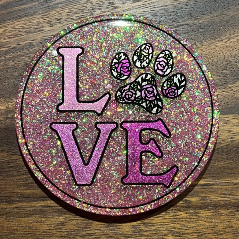 Discontinued - Love Roses Paw Print Coaster Silicone Mold