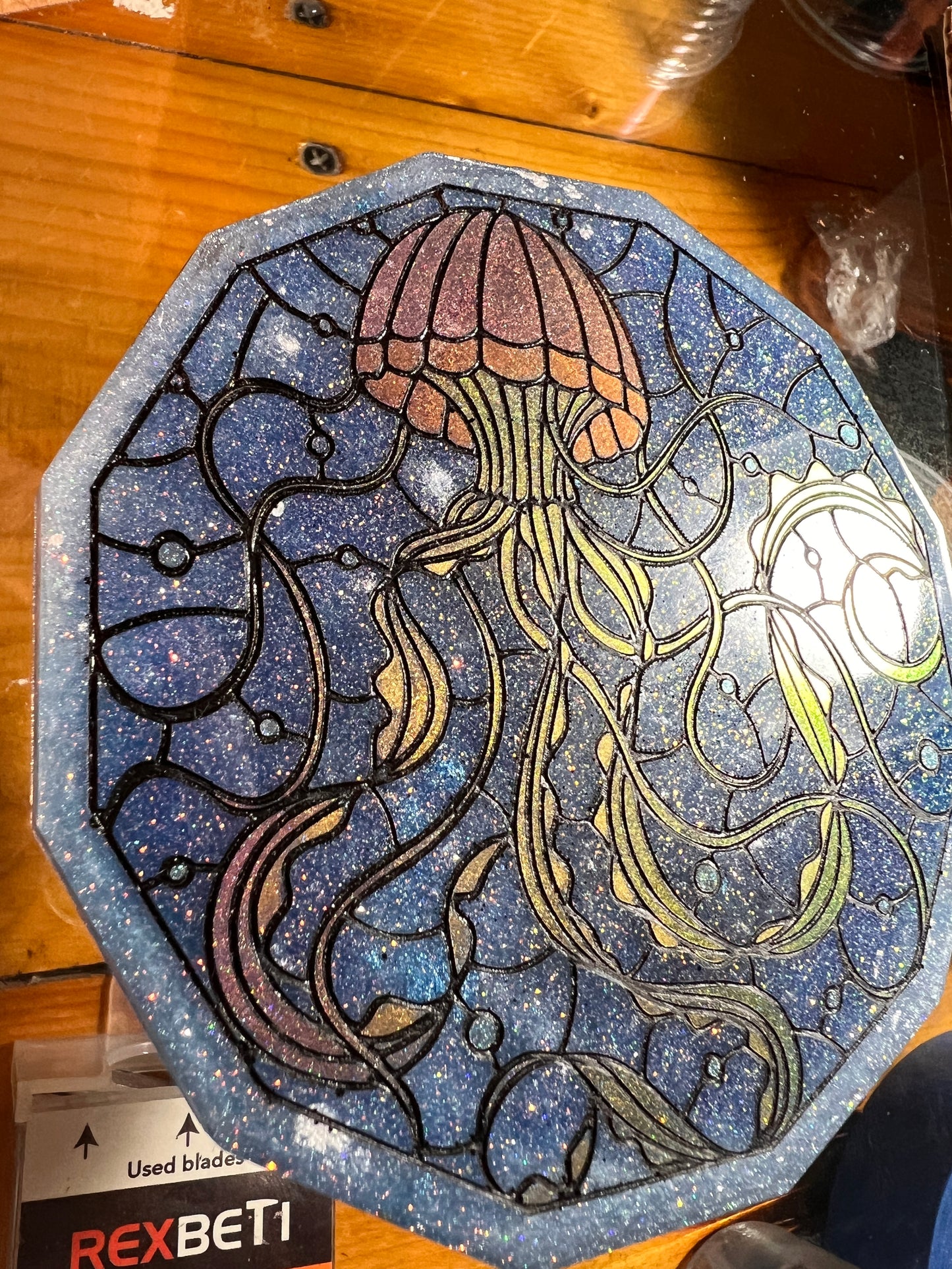 Polygon Stained Glass Jellyfish  Coaster Silicone Mold