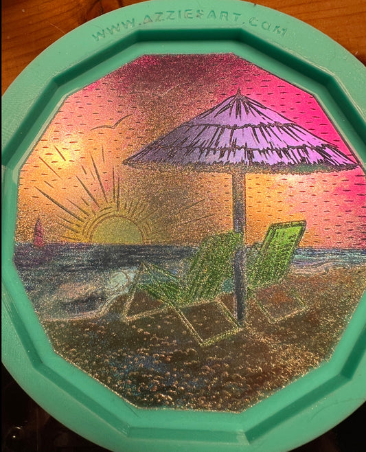 Polygon Beach Scene Coaster Silicone Mold