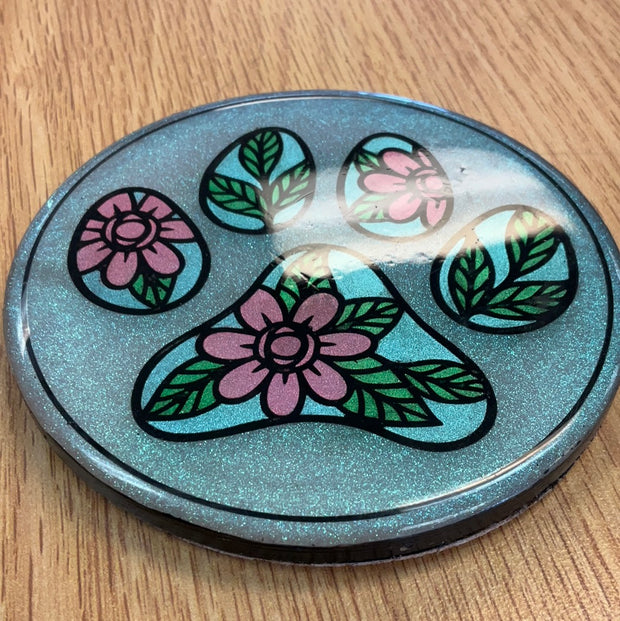Sample Large Daisy Paw Resin Coaster