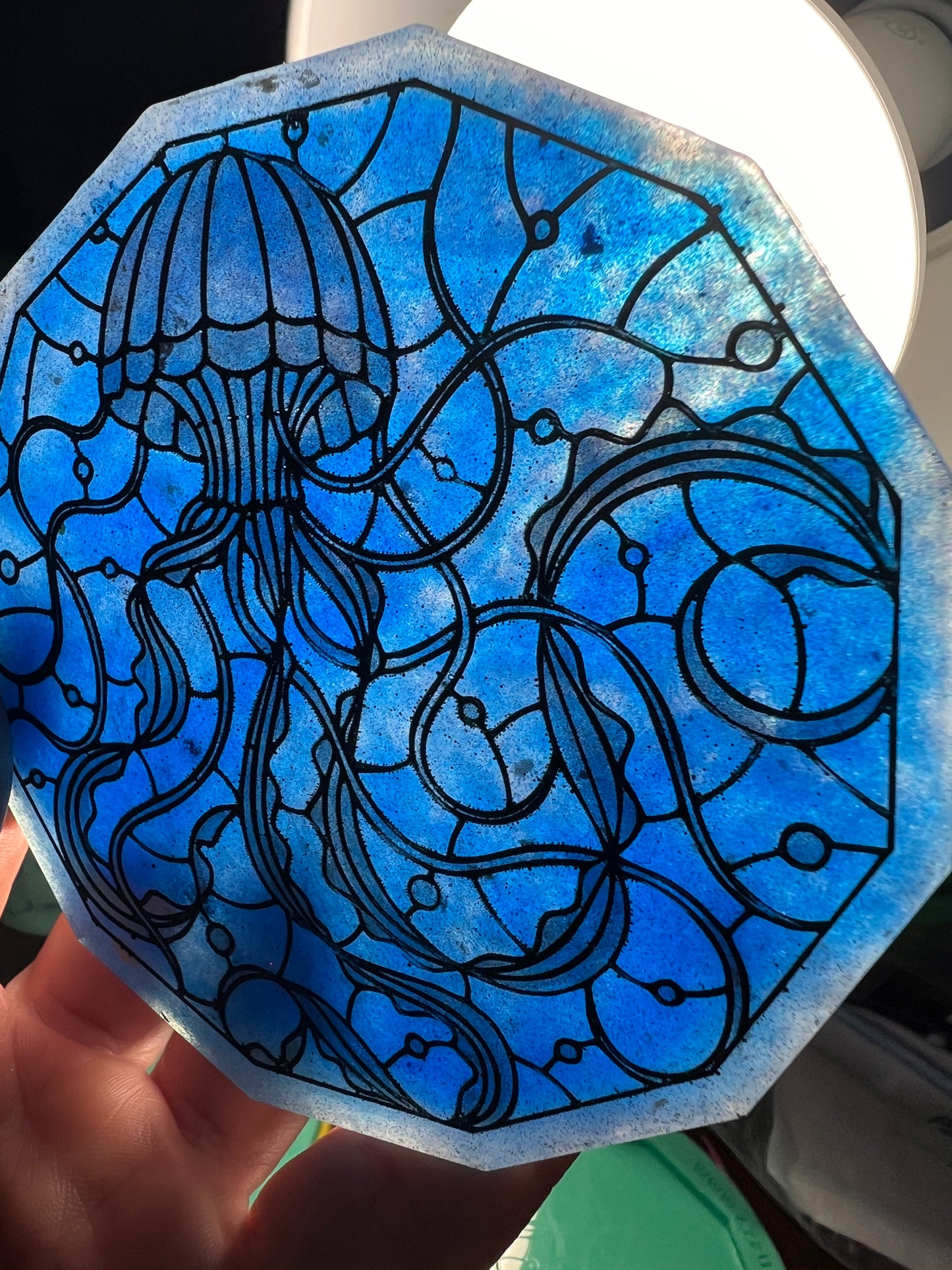 Polygon Stained Glass Jellyfish  Coaster Silicone Mold