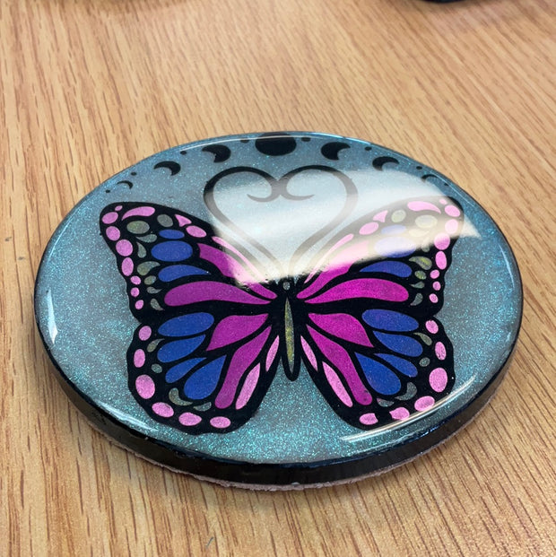 Sample Azzie's Butterfly Moon Cycle Resin Coaster