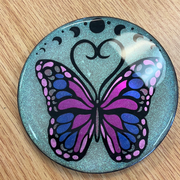 Sample Azzie's Butterfly Moon Cycle Resin Coaster