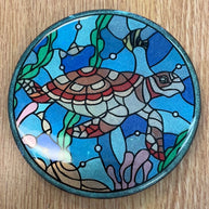 Sample Stained Glass Sea Turtle Resin Coaster