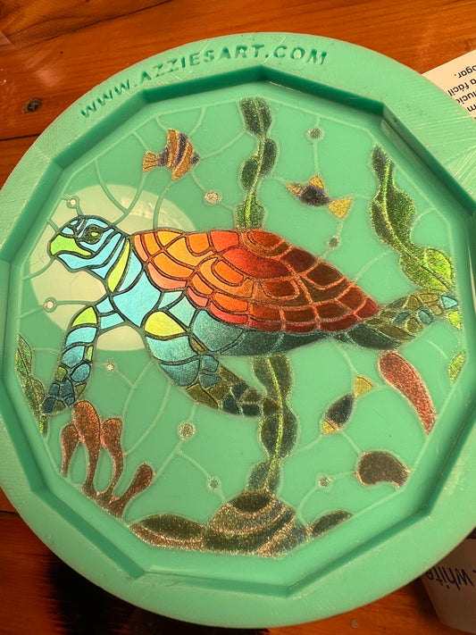 Polygon Stained Glass Sea Turtle  Coaster Silicone Mold