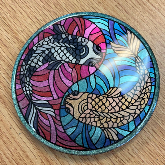 Sample Sale Yin Yang Koi Resin Coaster