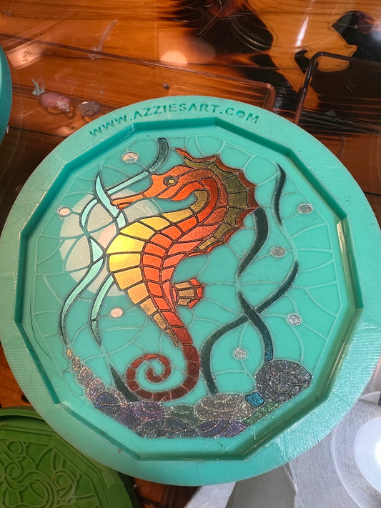 Polygon Stained Glass Seahorse Coaster Silicone Mold