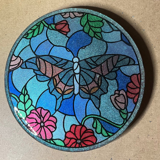 Sample Stained Glass Butterfly Resin Coaster