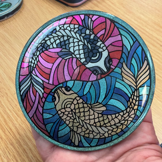 Sample Yin Yang Koi Resin Coaster