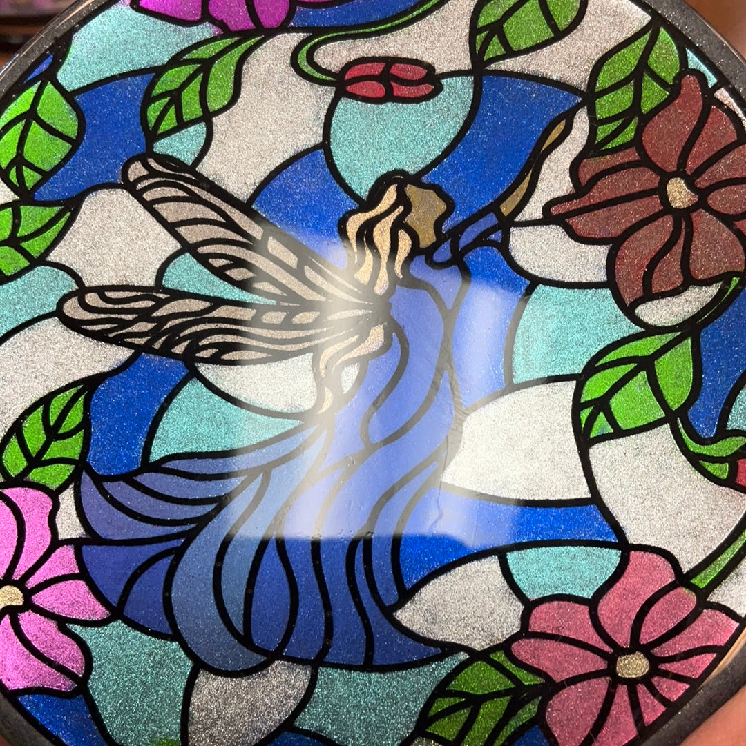 Sample Sale Stained Glass Fairy Resin Coaster