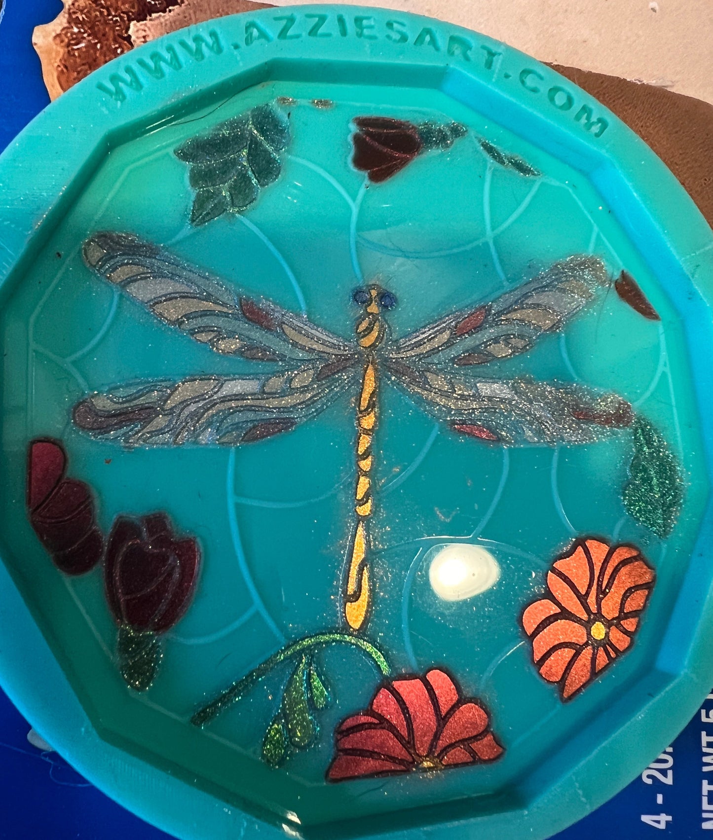 Polygon Stained Glass Dragonfly Coaster Silicone Mold