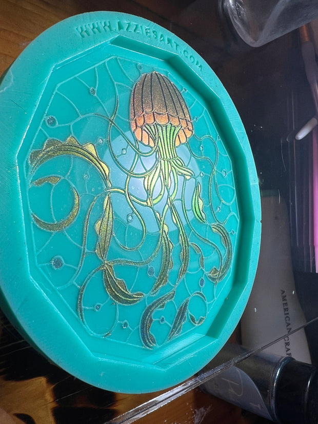 Polygon Stained Glass Jellyfish  Coaster Silicone Mold