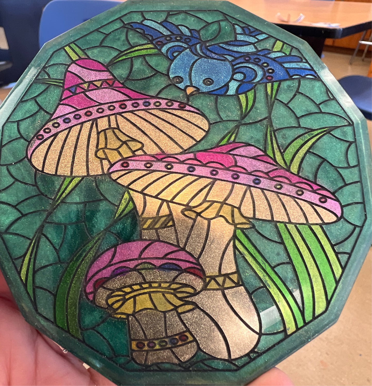 Polygon Shrooms with Bird Coaster Silicone Mold