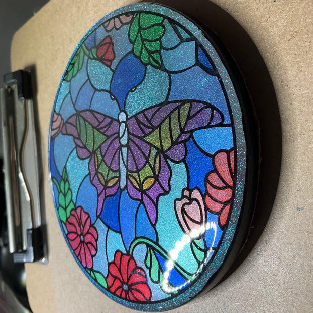 Sample Stained Glass Butterfly Resin Coaster