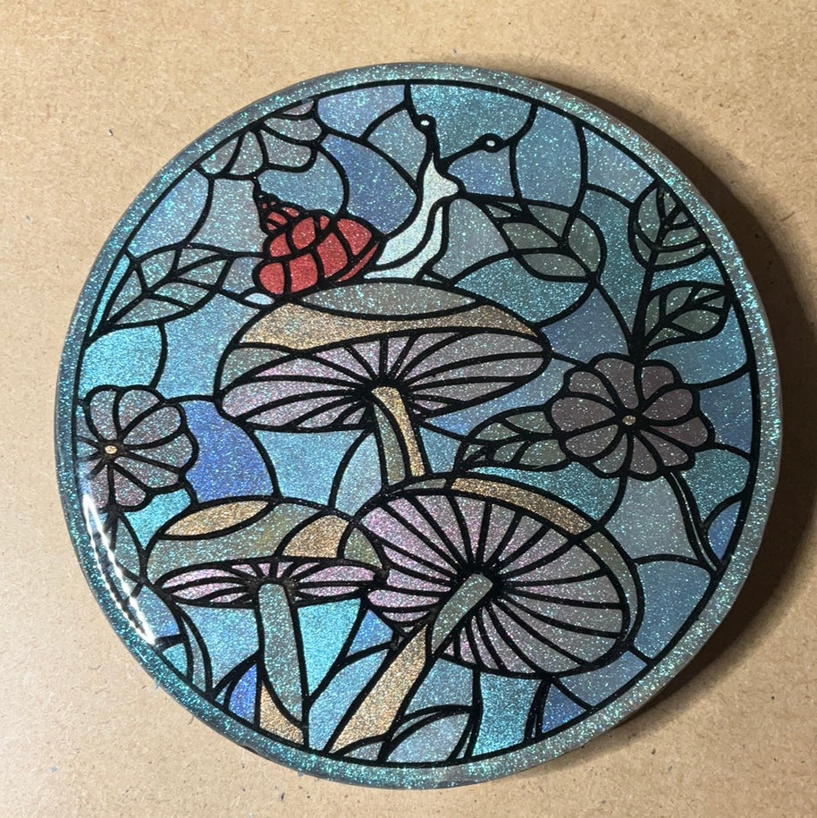 Sample Three Shroom Snail Resin Coaster