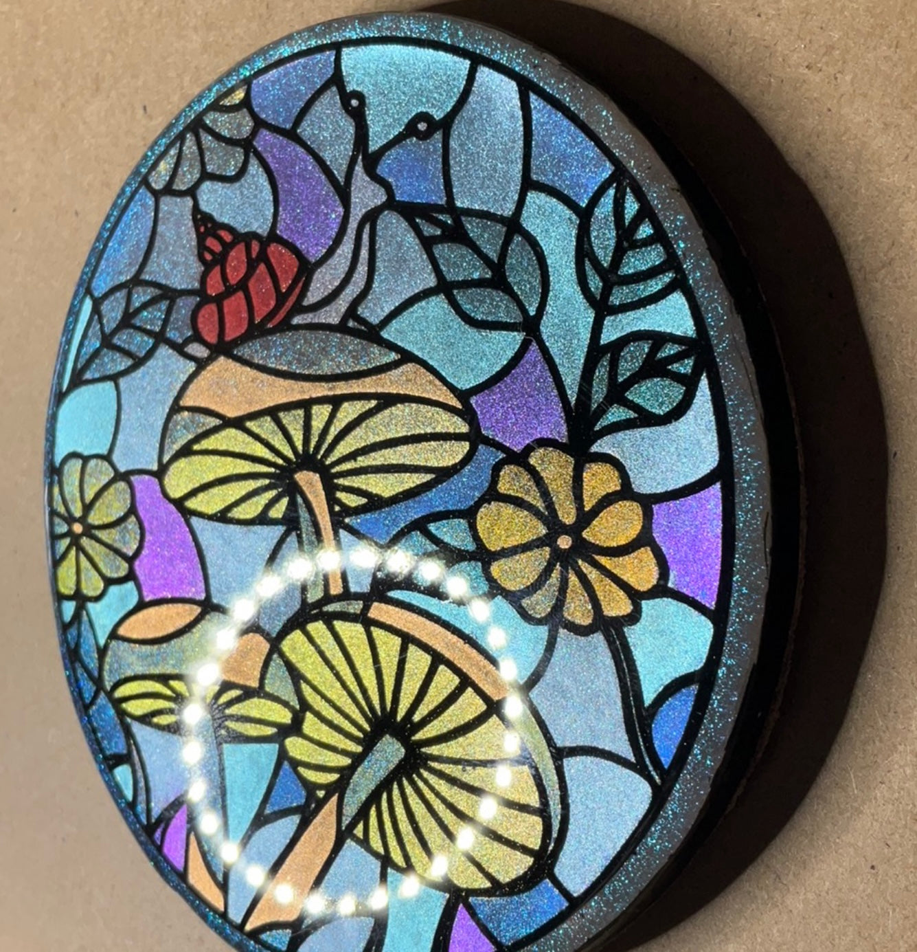 Sample Three Shroom Snail Resin Coaster