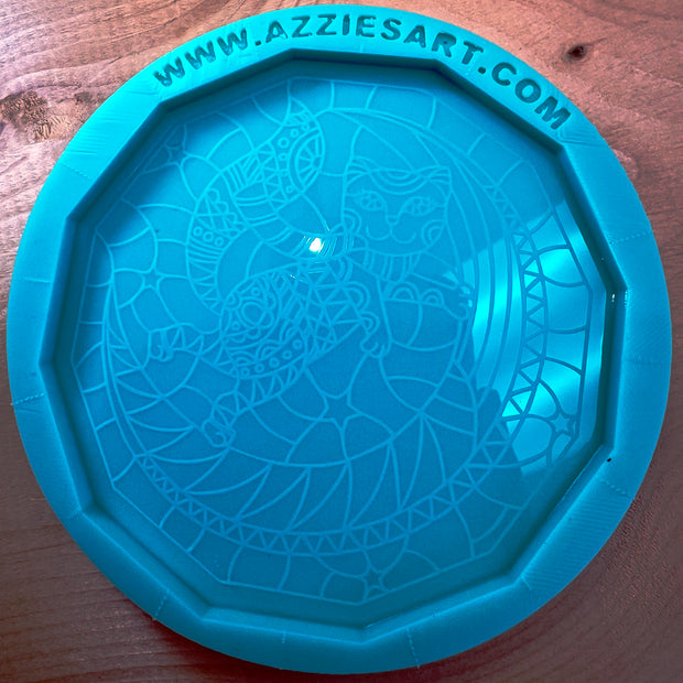 Polygon Kitty Standing on Moon Coaster Silicone Mold