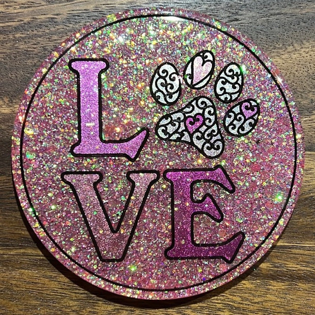 Discontinued - Love Heart Paw Print Coaster Silicone Mold