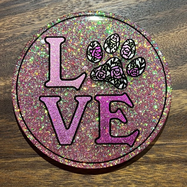 Discontinued - Love Roses Paw Print Coaster Silicone Mold