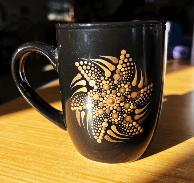 Azzie’s Hand Painted Zen Dot Mandala 12oz. Coffee Mug