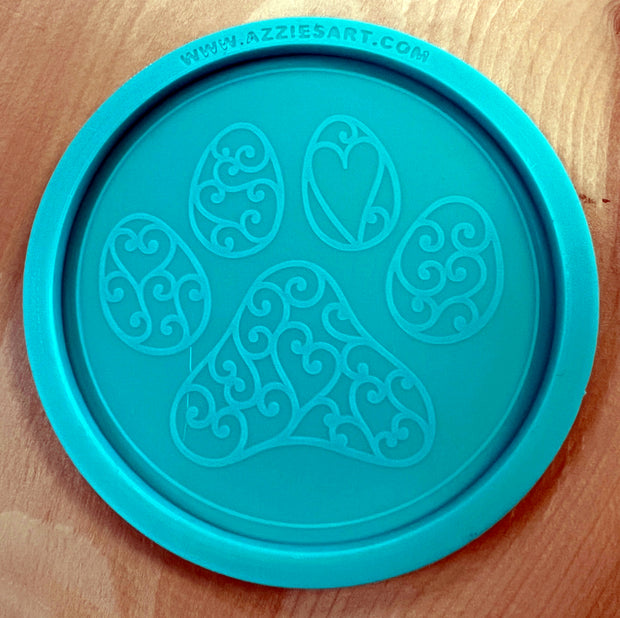 Discontinued - LG Heart Paw Print Coaster Silicone Mold
