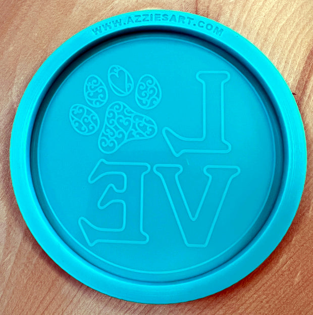 Discontinued - Love Heart Paw Print Coaster Silicone Mold