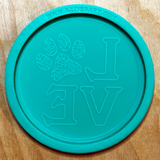 Discontinued - Love Roses Paw Print Coaster Silicone Mold
