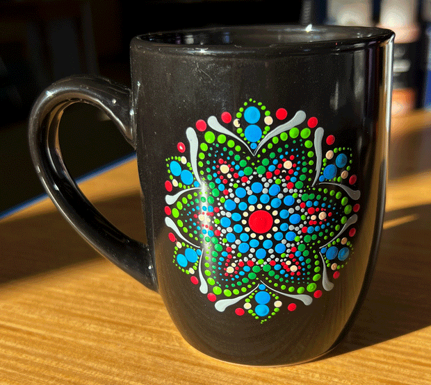 Azzie’s Hand Painted Zen Dot Mandala 12oz. Coffee Mug