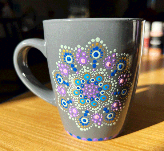 Azzies’s Hand Painted Zen Dot Mandala 12oz. Coffee Mug