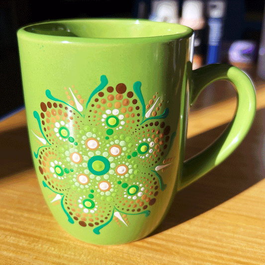 Azzie’s Hand Painted Zen Dot Mandala 12oz. Coffee Mug