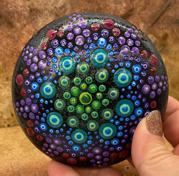 Handmade Mandala Dot Art Rock Painting Paperweight Decorative Stone