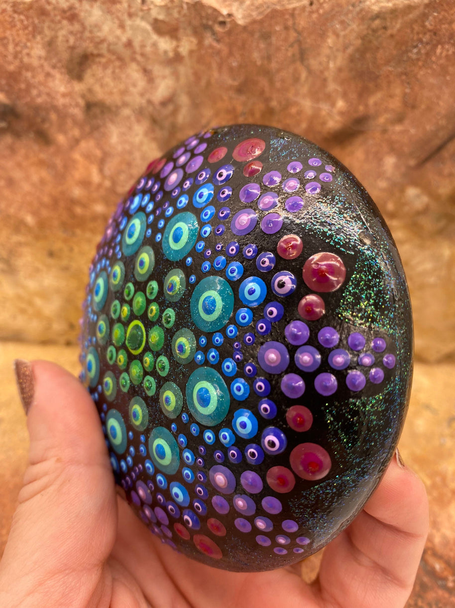 Handmade Mandala Dot Art Rock Painting Paperweight Decorative Stone