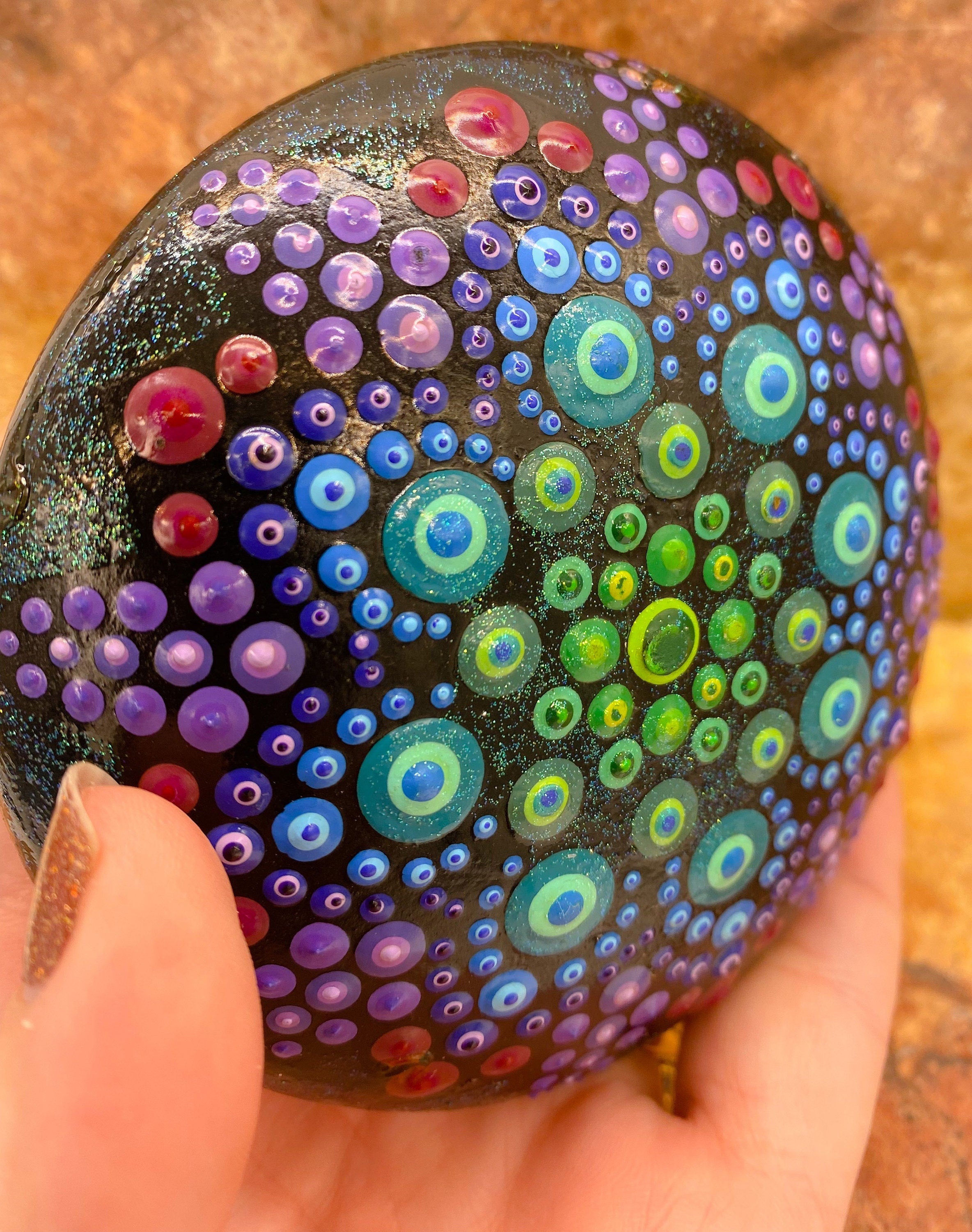 Handmade Mandala Dot Art Rock Painting Paperweight Decorative Stone