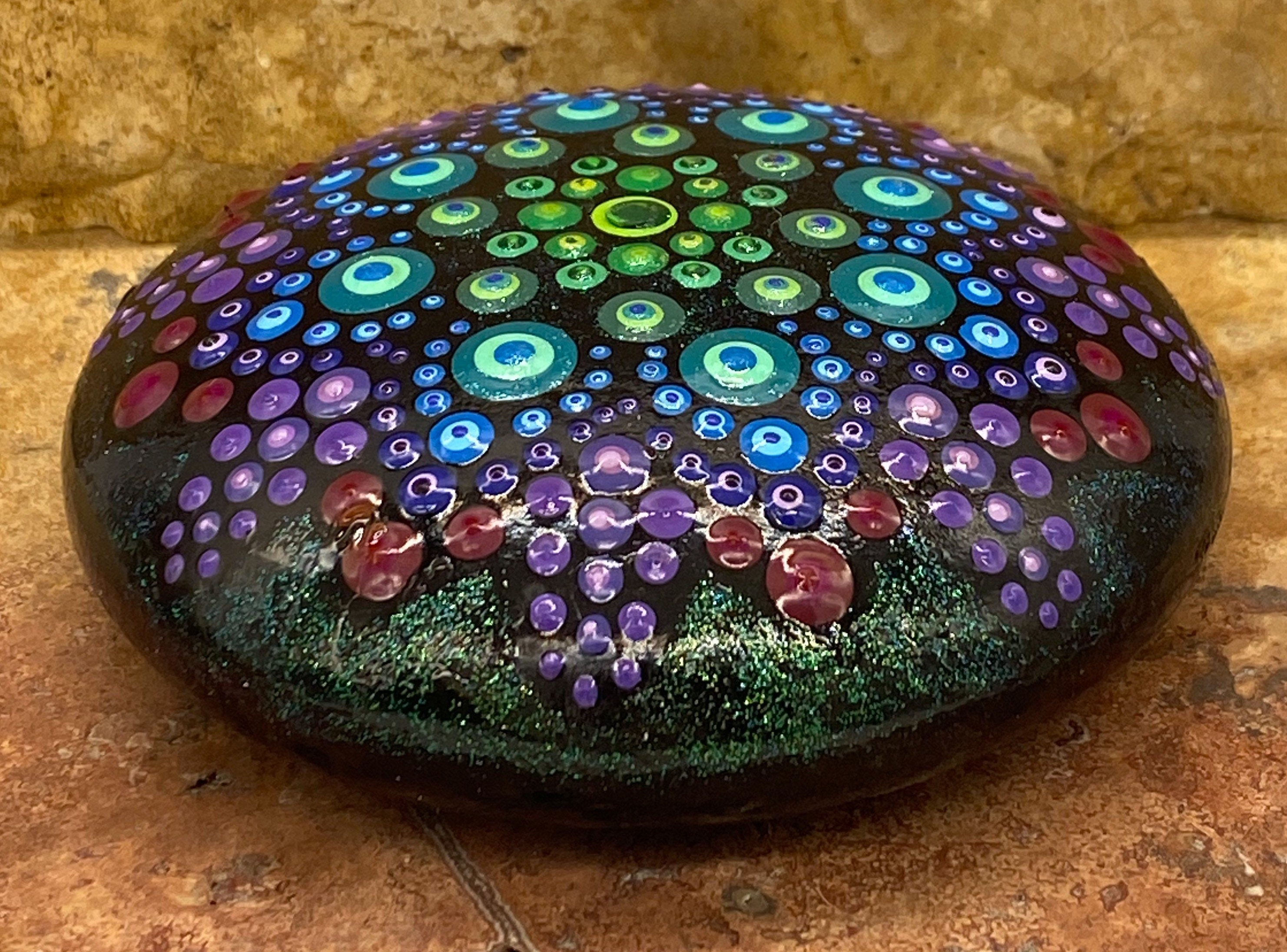Handmade Mandala Dot Art Rock Painting Paperweight Decorative Stone