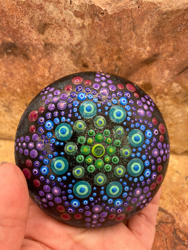 Handmade Mandala Dot Art Rock Painting Paperweight Decorative Stone