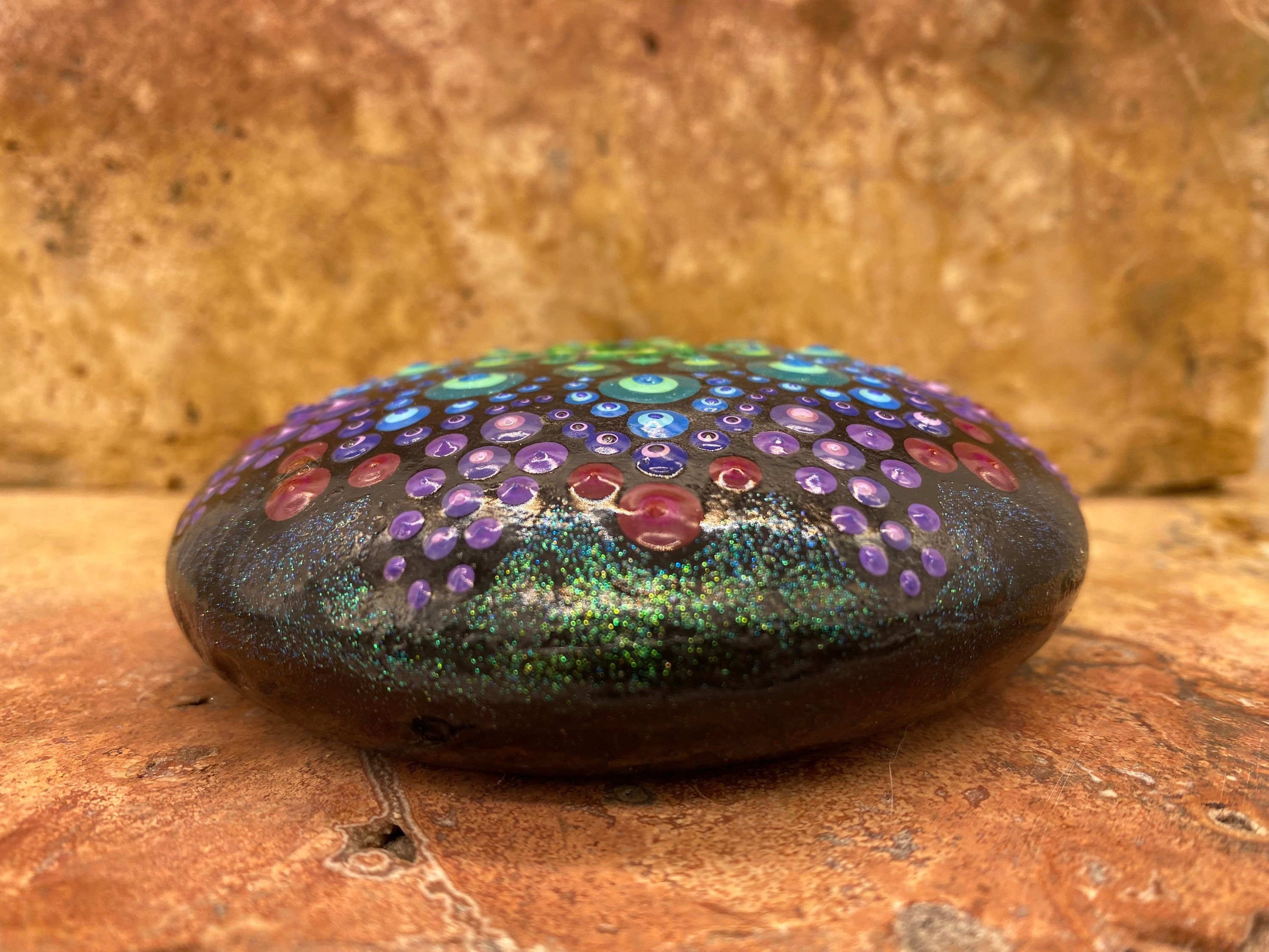 Handmade Mandala Dot Art Rock Painting Paperweight Decorative Stone