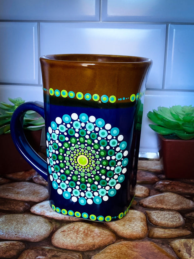 Hand Painted Zen Dot Mandala Ceramic Coffee Mug