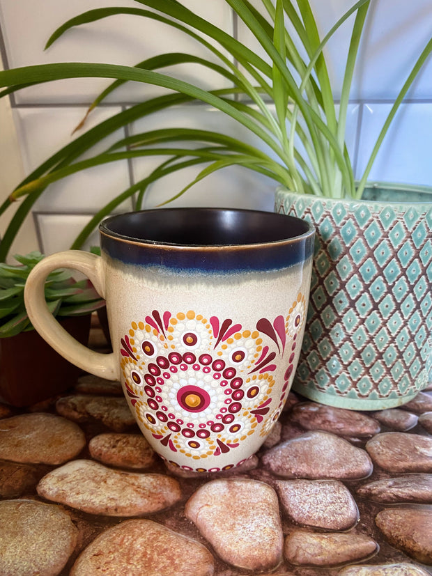 Hand Painted Zen Dot Mandala Ceramic Coffee Mug